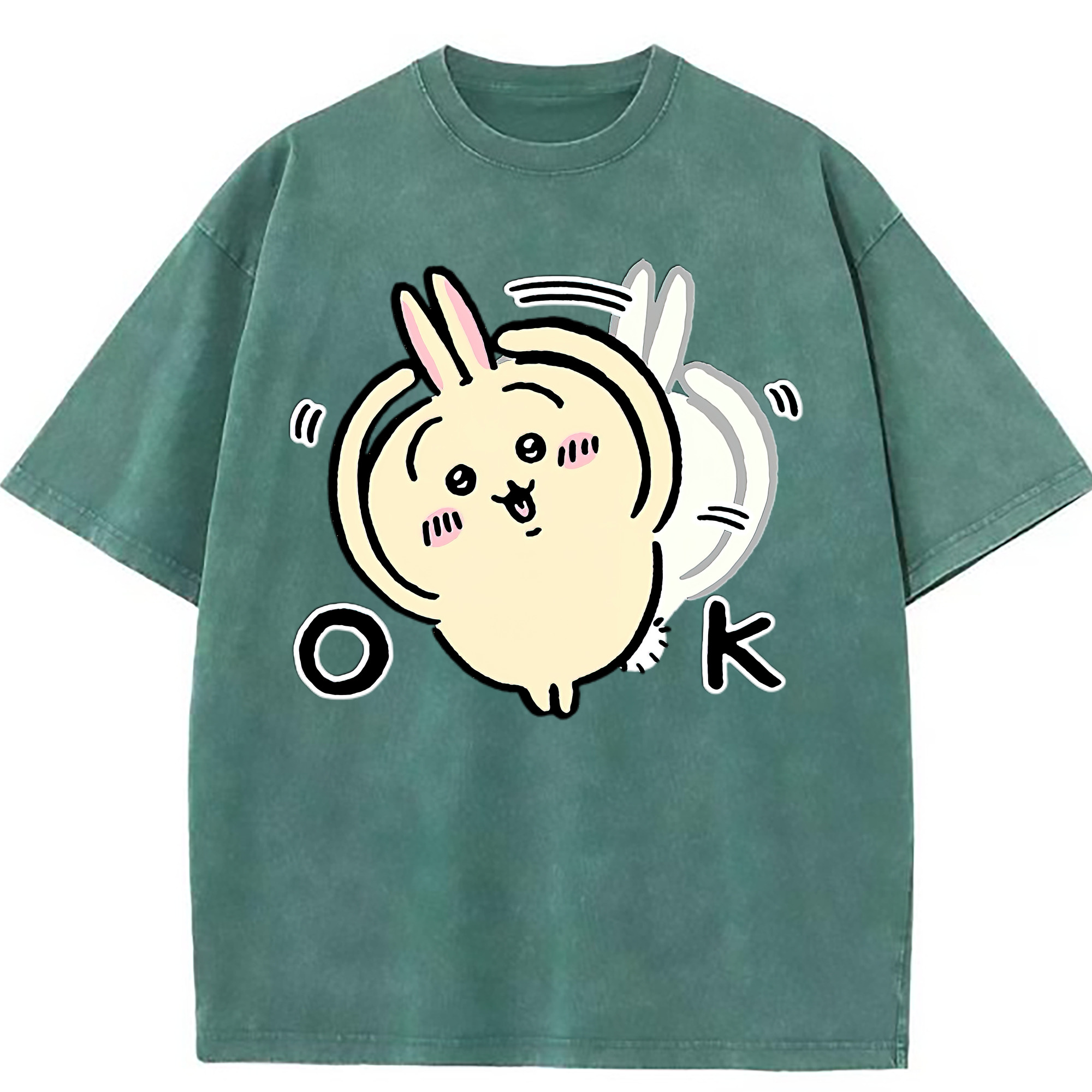 （画像用） ちいかわ うさぎ Chii-kawa usagi 綿100% ヴィンテージ風 半袖Tシャツ（フロントプリント）